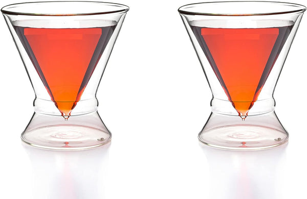 Double-Walled Stemless Martini Glasses - Set of 2/Set of 4 - 8oz