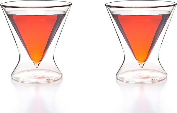 Double-Walled Stemless Martini Glasses - Set of 2/Set of 4 - 8oz