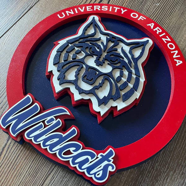 University of Arizona Wildcats - Layered Wood Sign For the Sports Lover Arizona Copper Beard