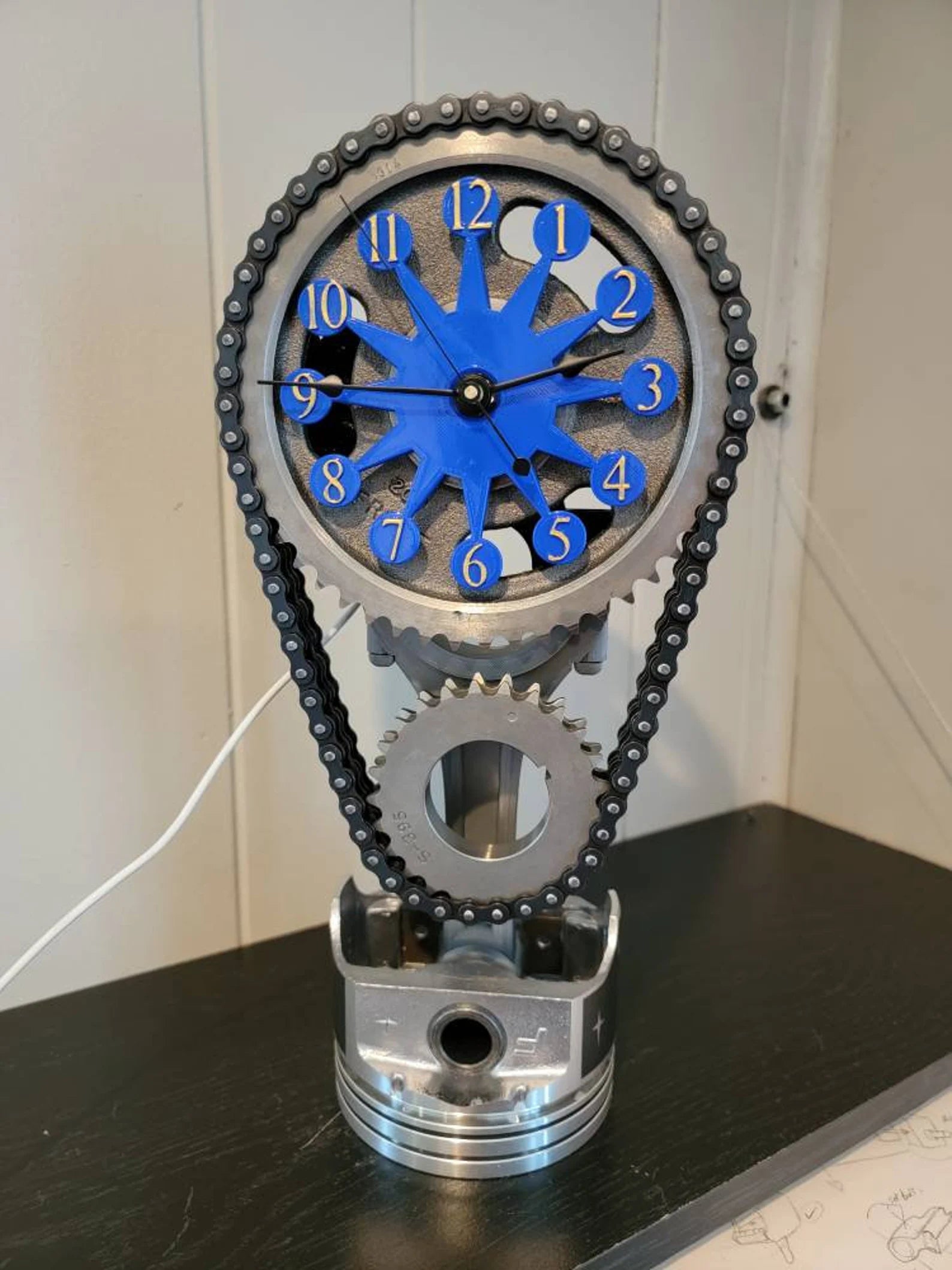 Chevy Big Block - Motorized Rotating Gear Clock