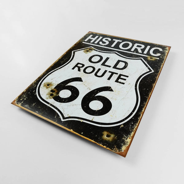 Historic Old Route 66 - Tin Metal Sign For the Man Cave Sign Box Co.