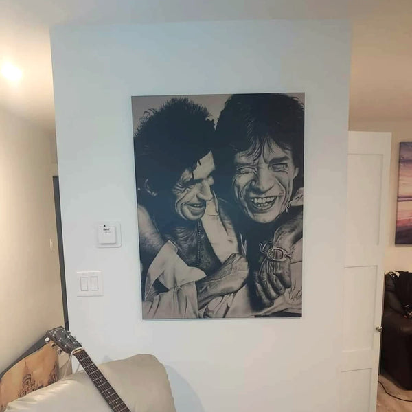 Mick and Keith Charcoal Portrait – Gallery Wrapped Canvas