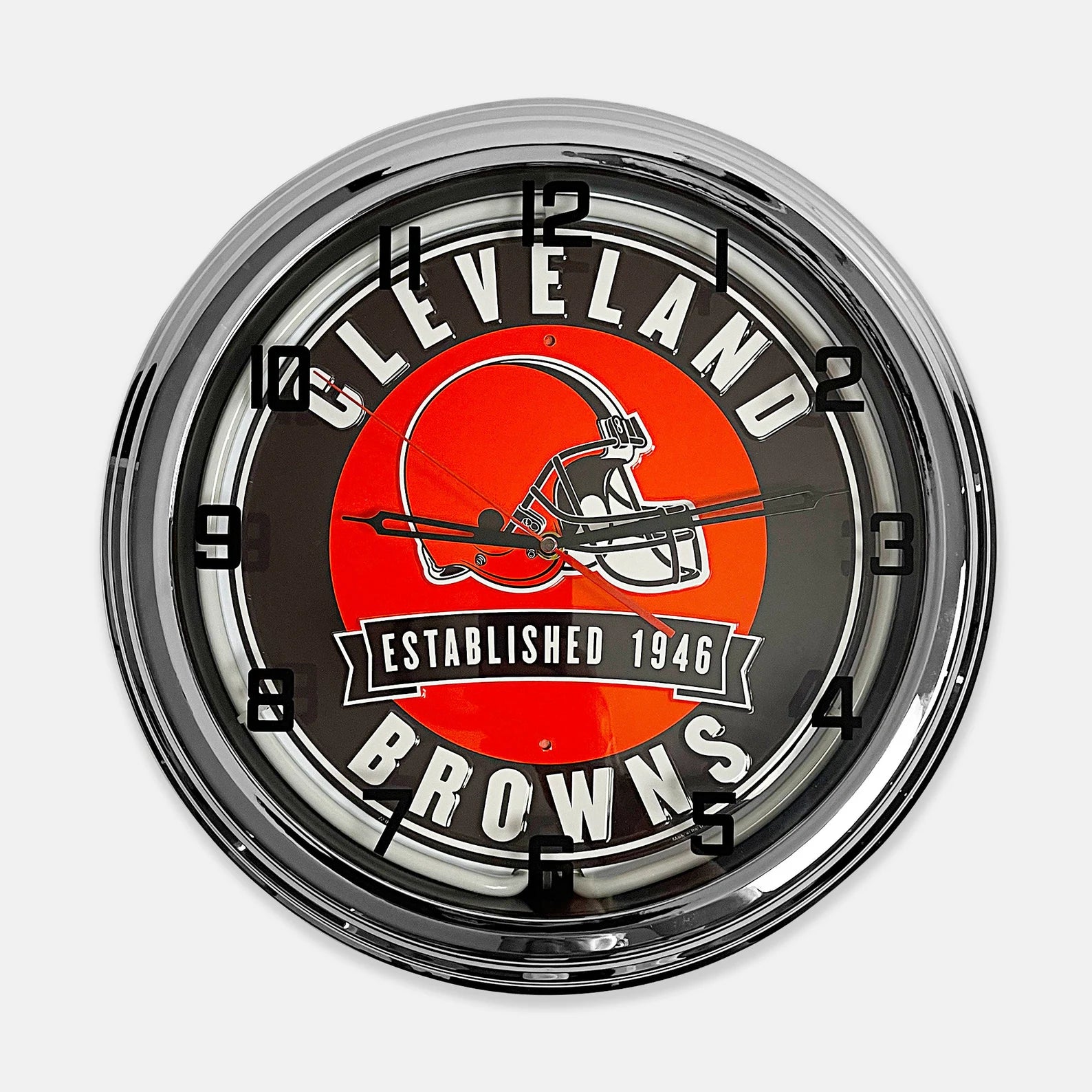 Cleveland Browns - Metal White Neon Clock