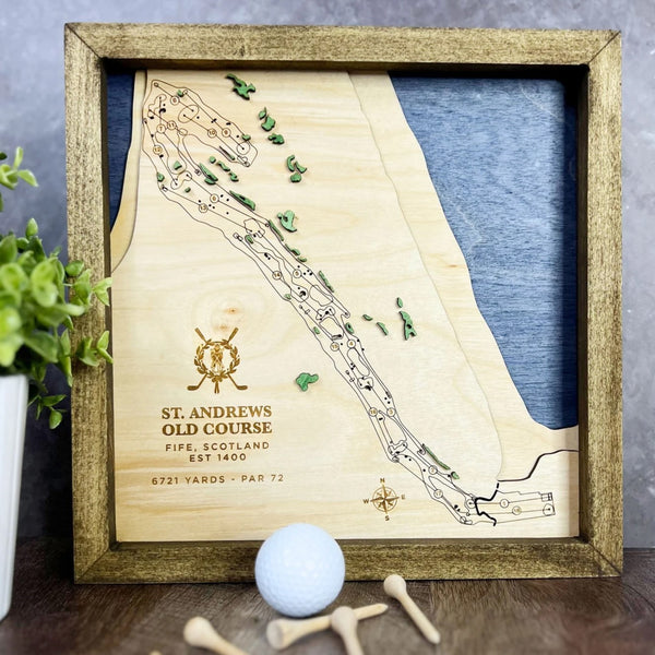 Old Course at St. Andrews - Handmade Wood Course Map For the Sports Lover Bauer Gift Co.