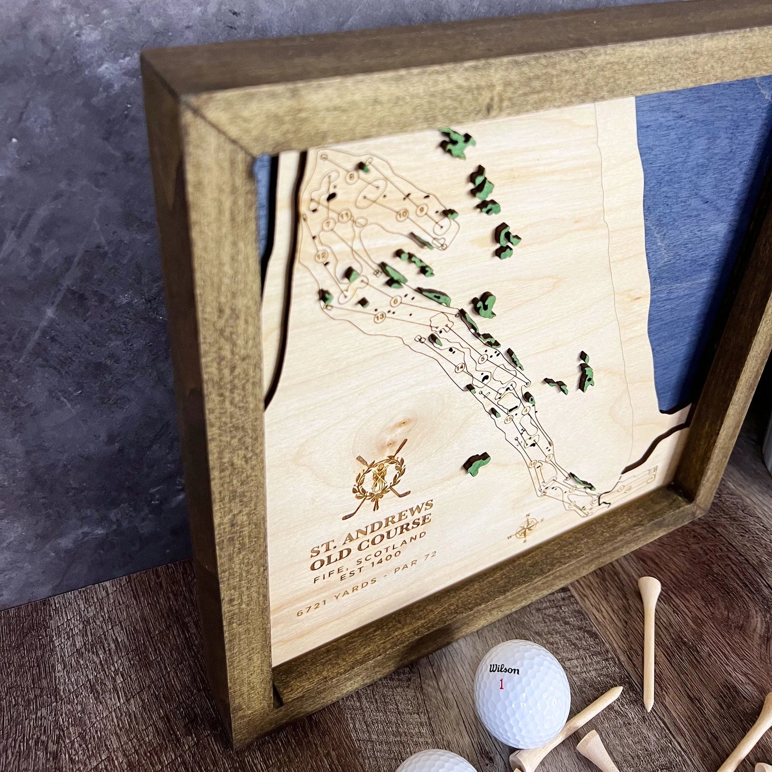 Old Course at St. Andrews - Handmade Wood Course Map