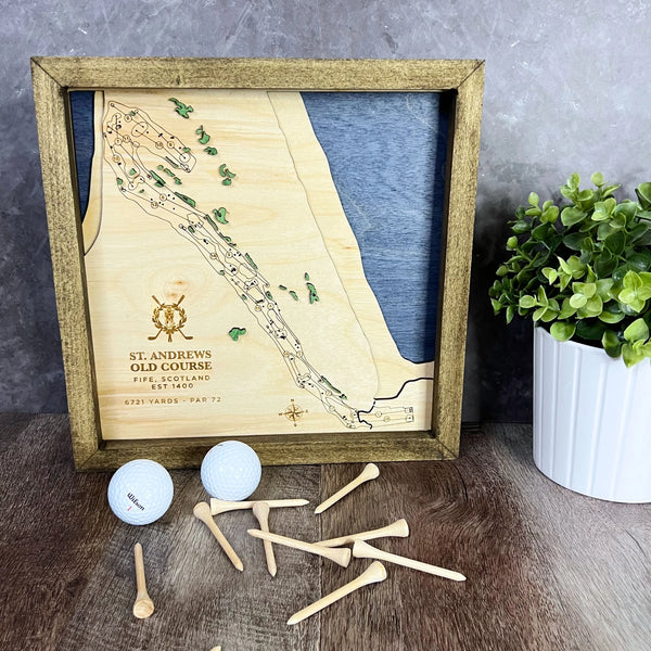 Old Course at St. Andrews - Handmade Wood Course Map