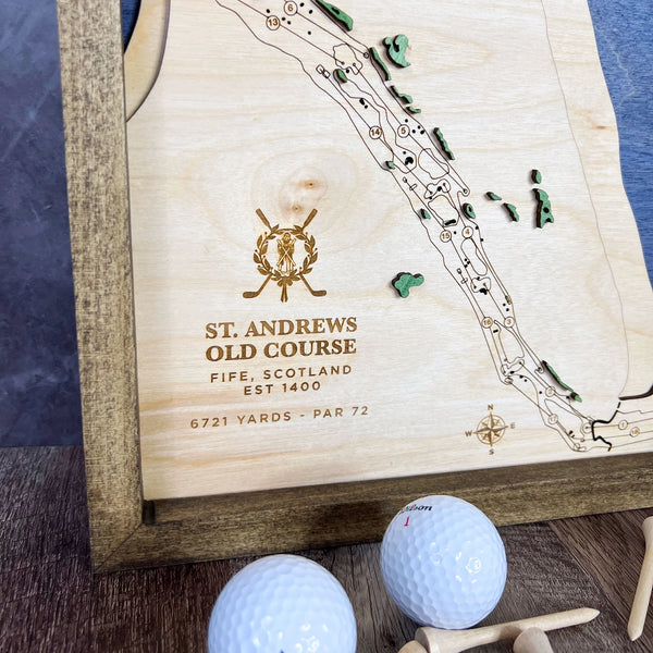 Old Course at St. Andrews - Handmade Wood Course Map