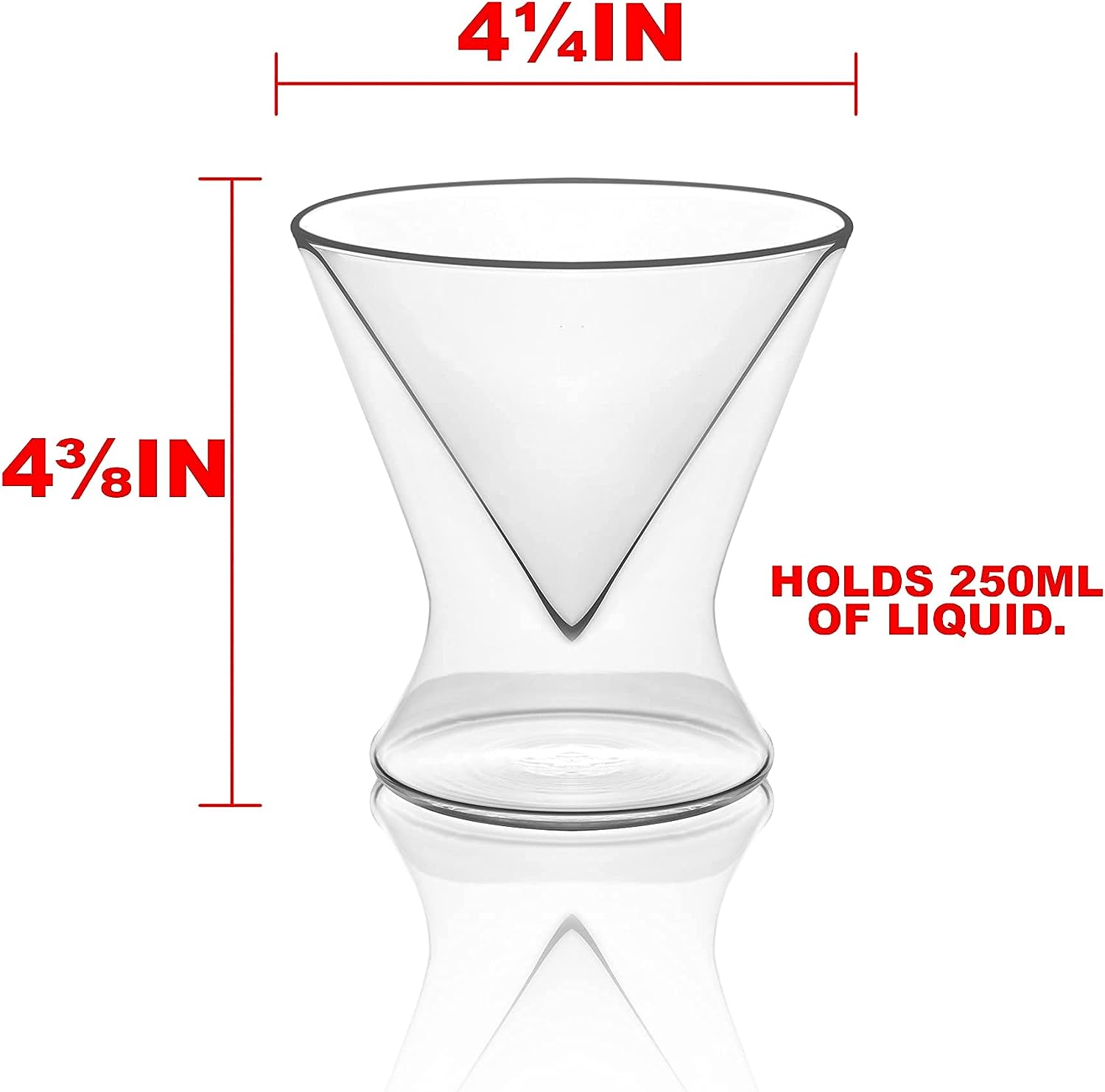 Double-Walled Stemless Martini Glasses - Set of 2/Set of 4 - 8oz