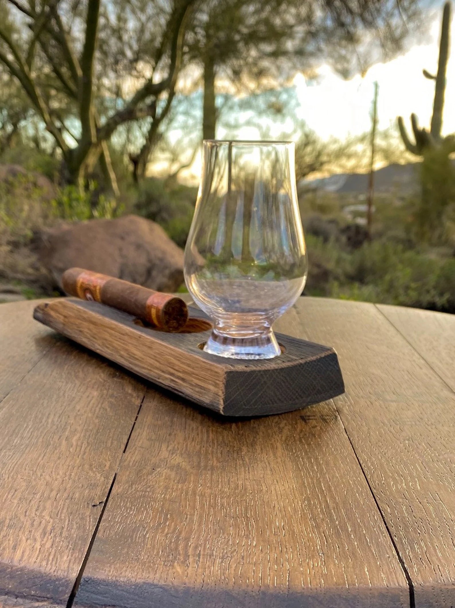 Barrel Stave Cigar Ashtray - With Glencairn Glass