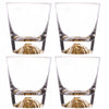 Whiskey Glasses Crystal Clear Gold Heavy Base Bourbon - Set of 4